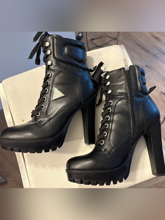 Guess Shoes - New Guess Black Lace-Up Platform Heeled Ankle Boots